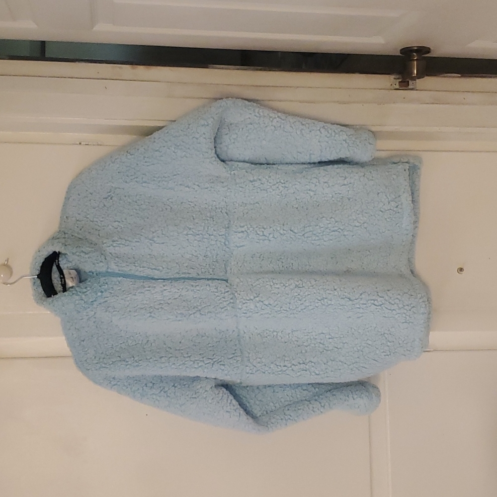 Emily B light water blue Cozy Sherpa Half-Zip pullover sweater xlarge